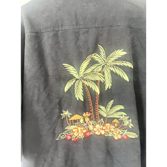 Eagle Dry Goods 100% Silk Palm Tree Embroidered Button Hawaiian Shirt Large Top - Picture 2 of 6